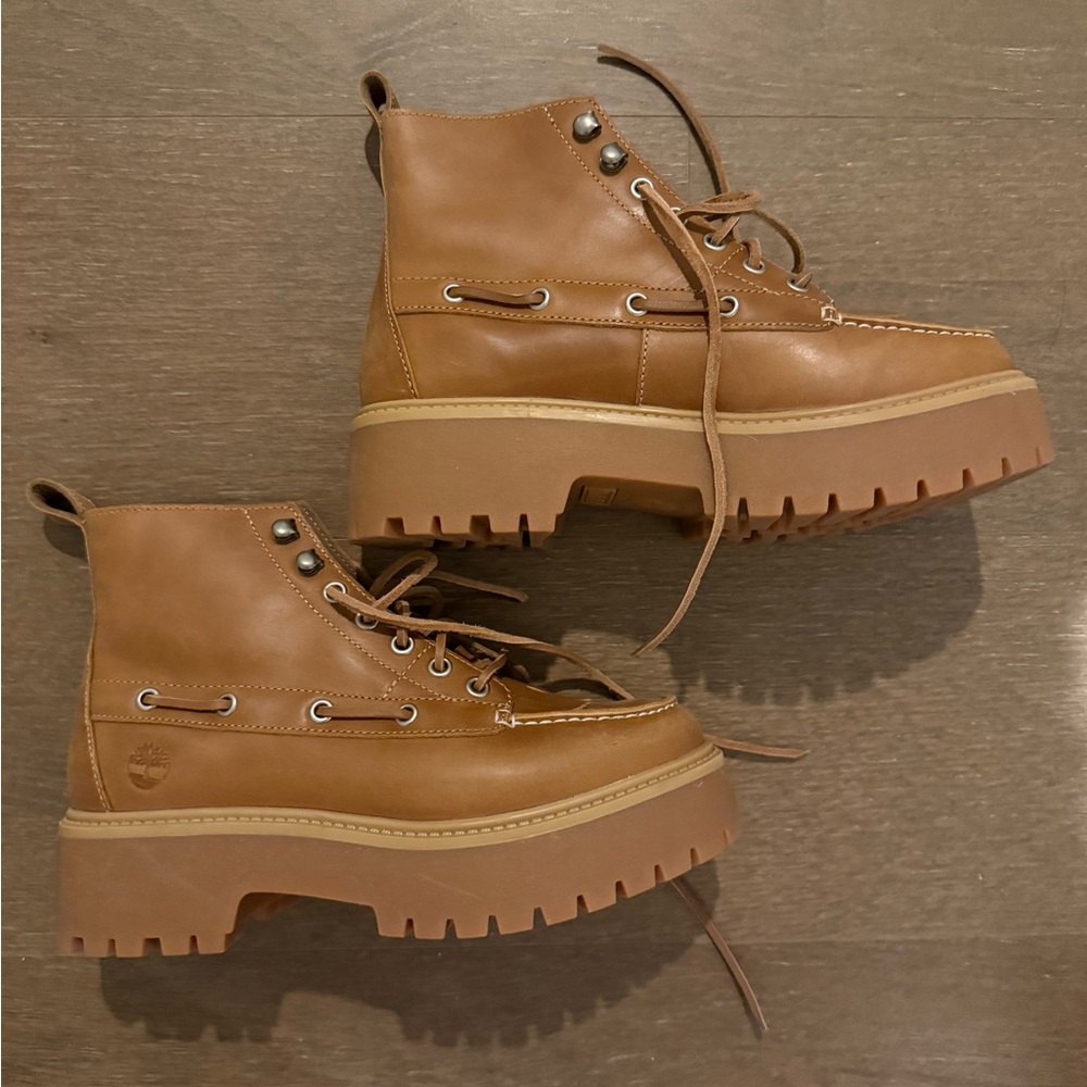 Timberland Tan Combat Boots with Rugged Sole